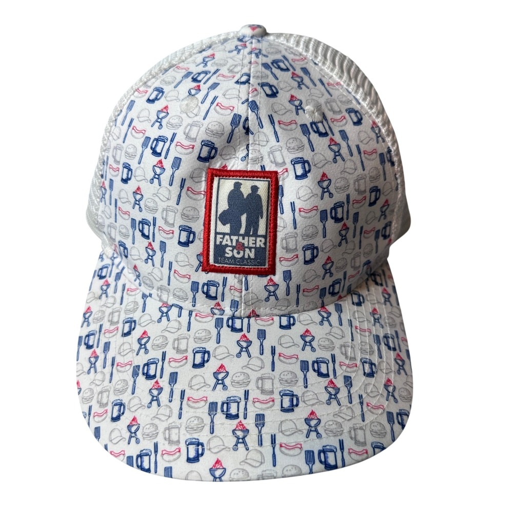 Ahead Trucker Hat Mens OSFM White Father Son Team Classic BBQ Print Snapback Cap